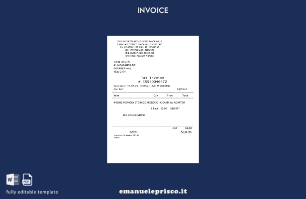 modello di fattura fiscale per la casa USA Trisleys Betta in stile verificato